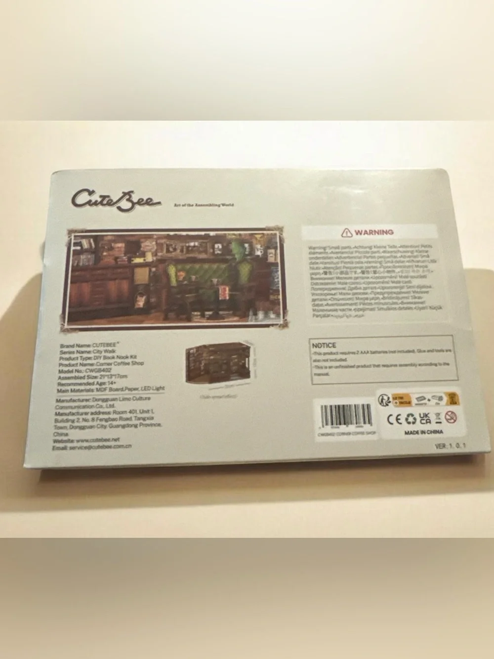 Miniature Corner Coffee Shop DIY Kit - Brown LED Wooden Model